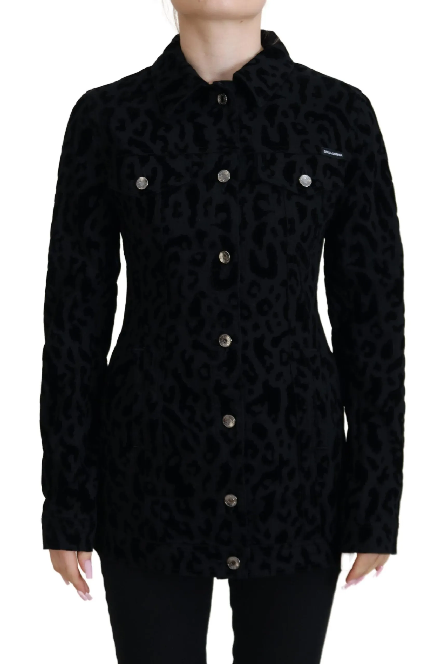 Dolce & Gabbana Women's Chic Leopard Pattern Denim Jacket