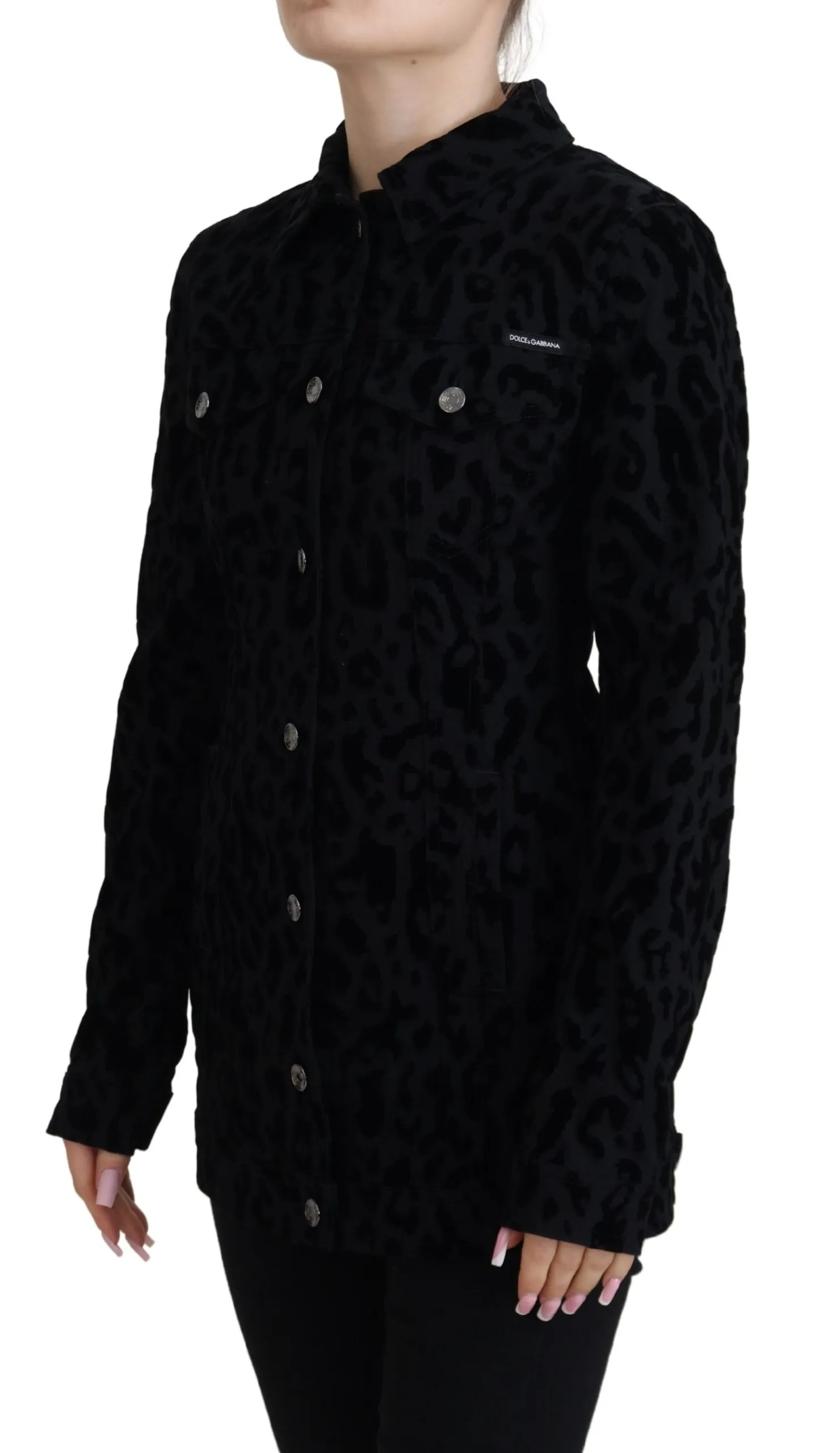 Dolce & Gabbana Women's Chic Leopard Pattern Denim Jacket