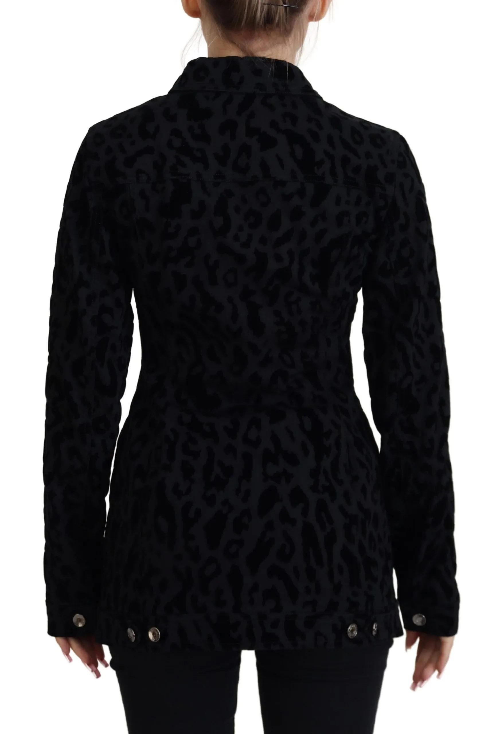 Dolce & Gabbana Women's Chic Leopard Pattern Denim Jacket