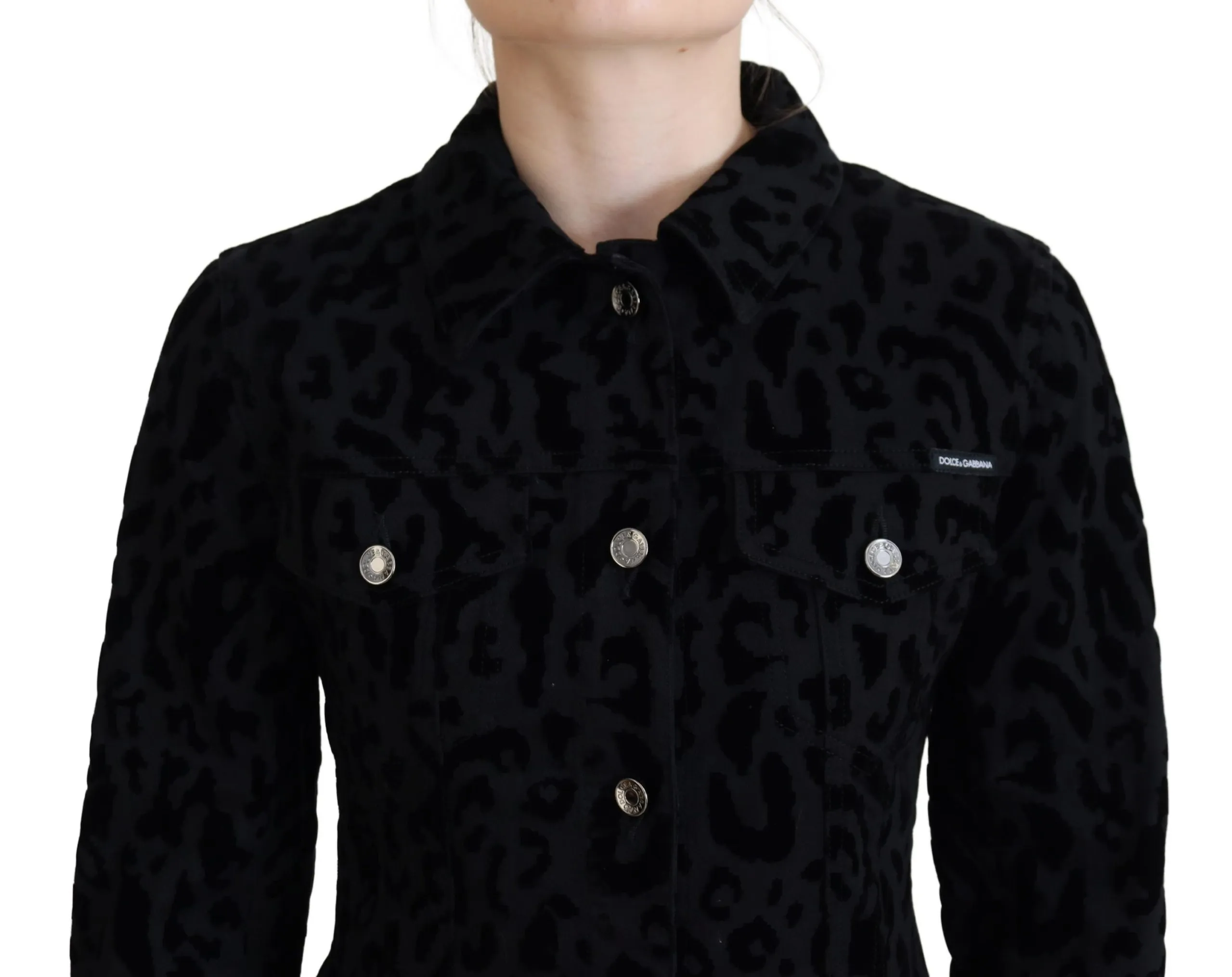 Dolce & Gabbana Women's Chic Leopard Pattern Denim Jacket