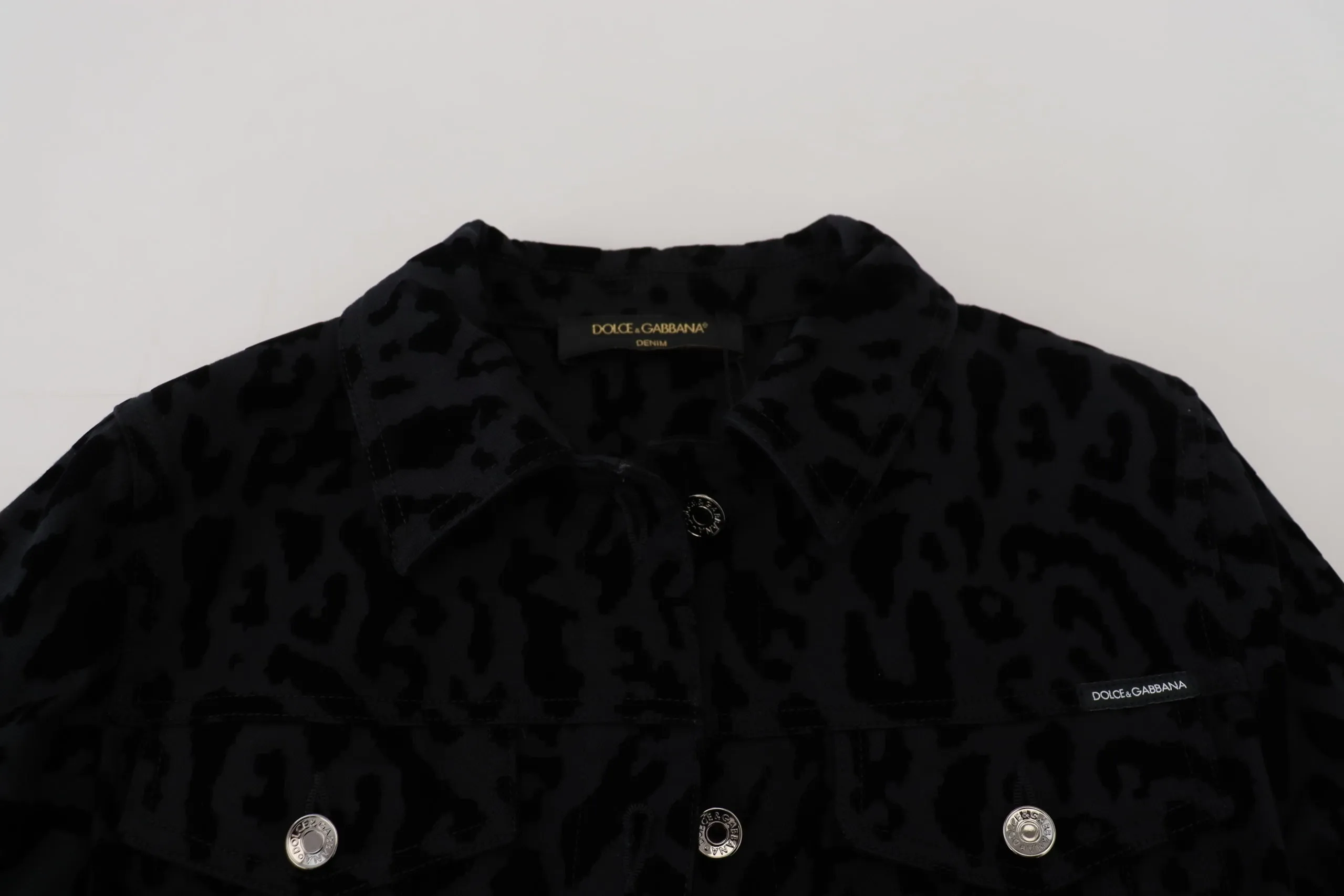Dolce & Gabbana Women's Chic Leopard Pattern Denim Jacket