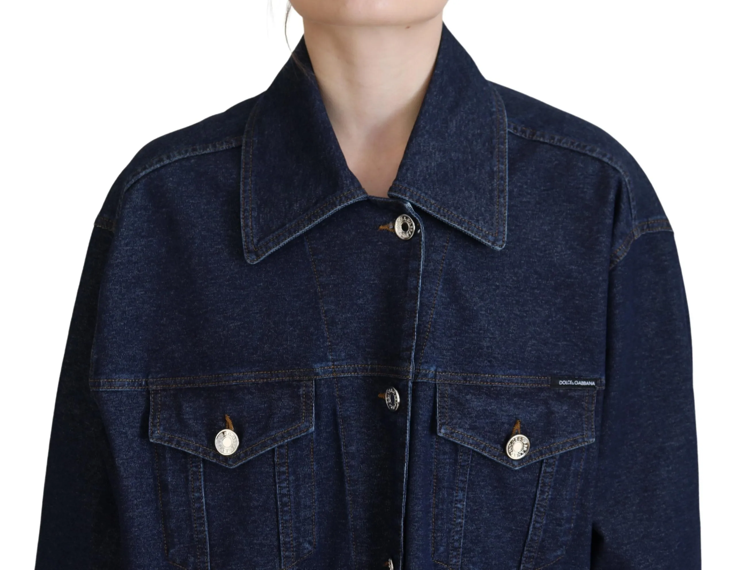 Dolce & Gabbana Women's Elegant Blue Denim Button-Down Jacket