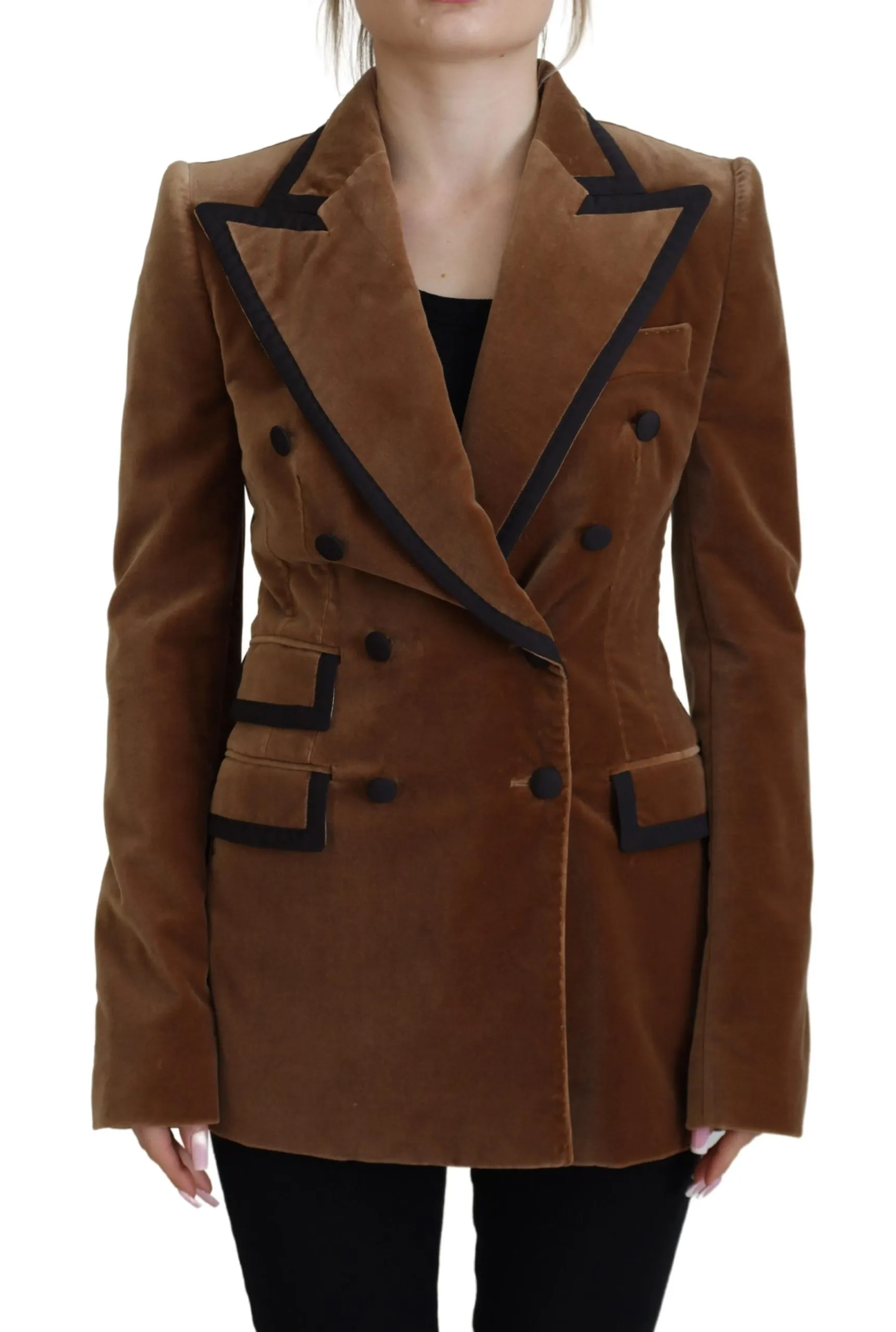Dolce & Gabbana Women's Elegant Double Breasted Brown Blazer Jacket
