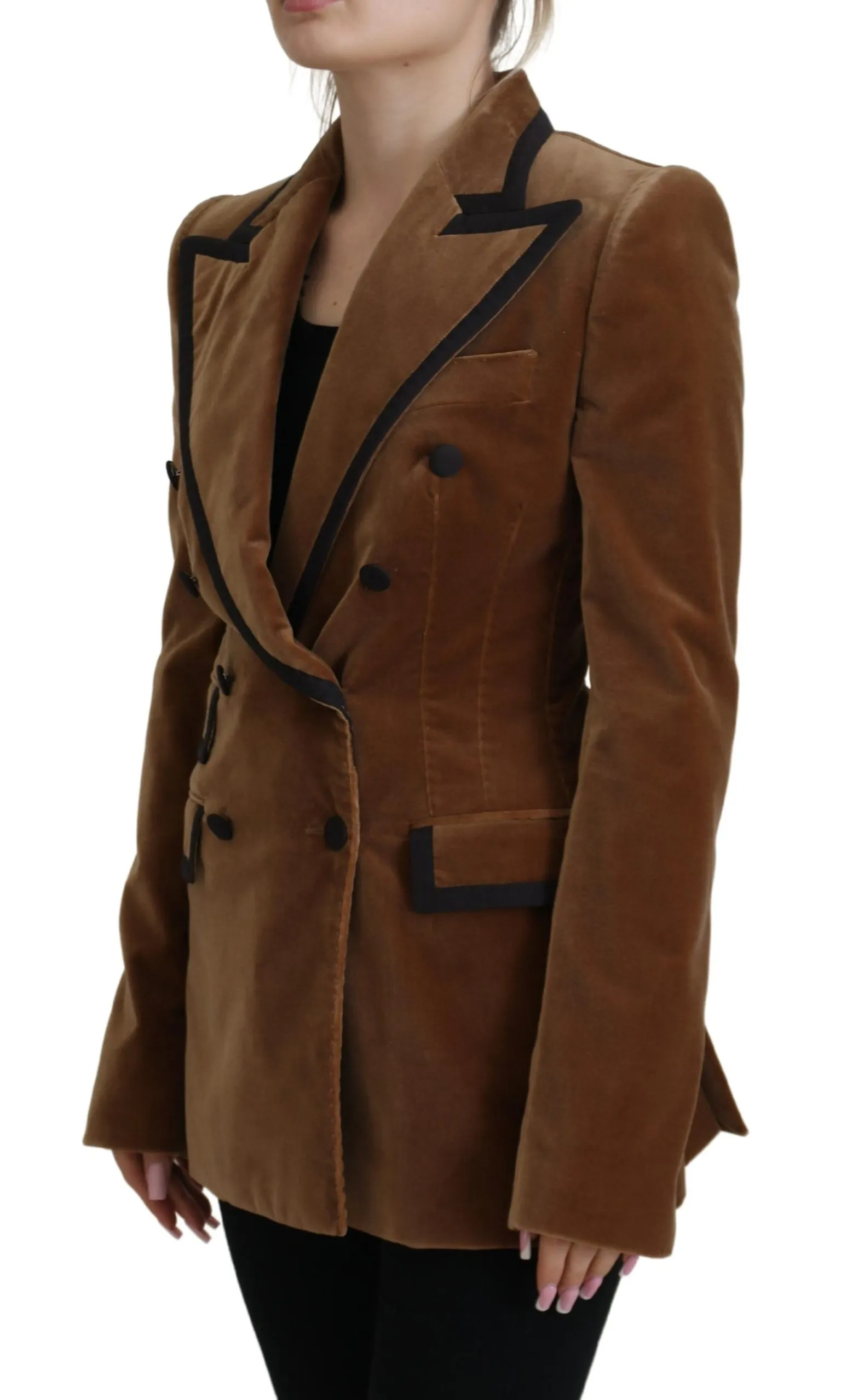 Dolce & Gabbana Women's Elegant Double Breasted Brown Blazer Jacket