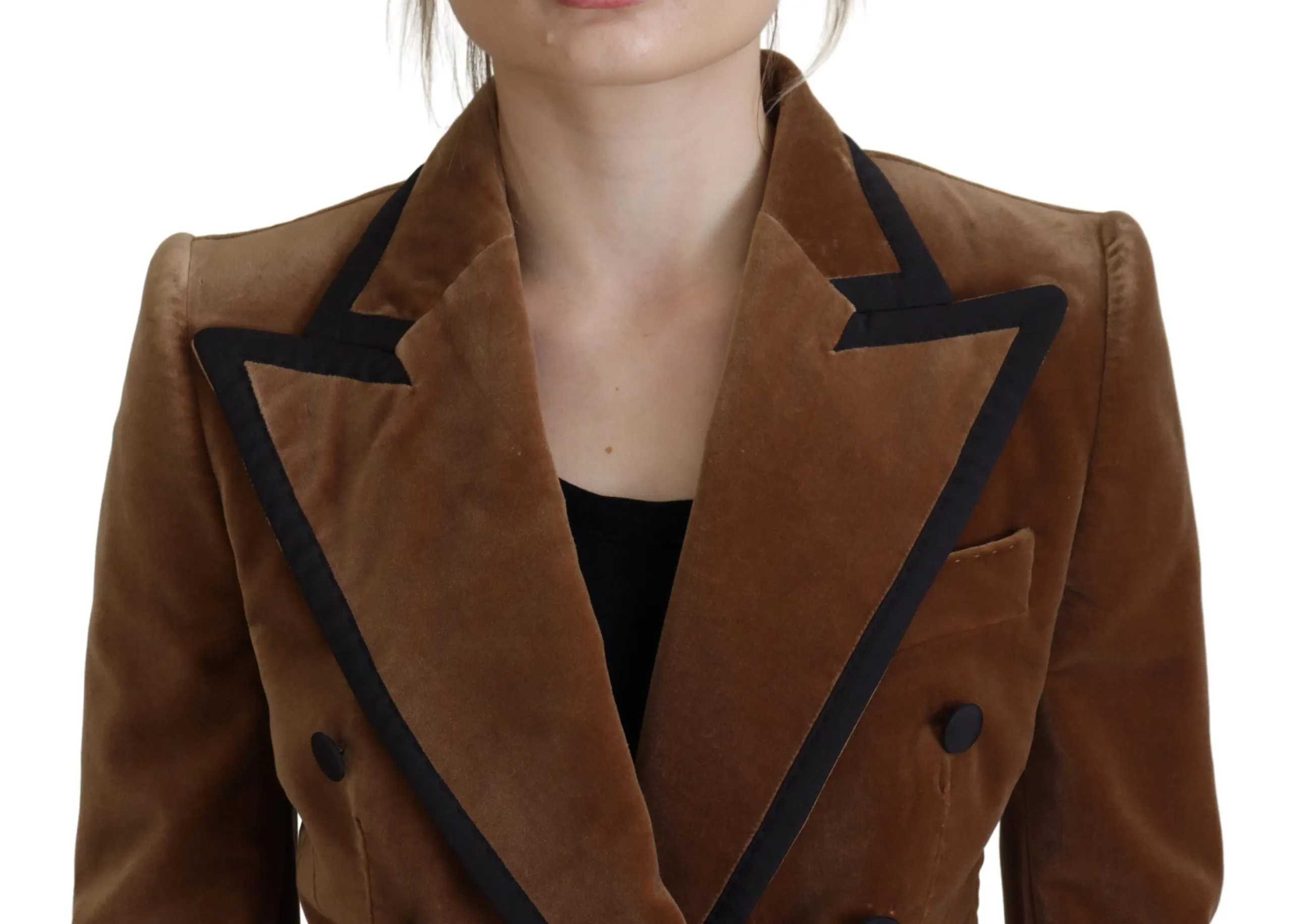 Dolce & Gabbana Women's Elegant Double Breasted Brown Blazer Jacket