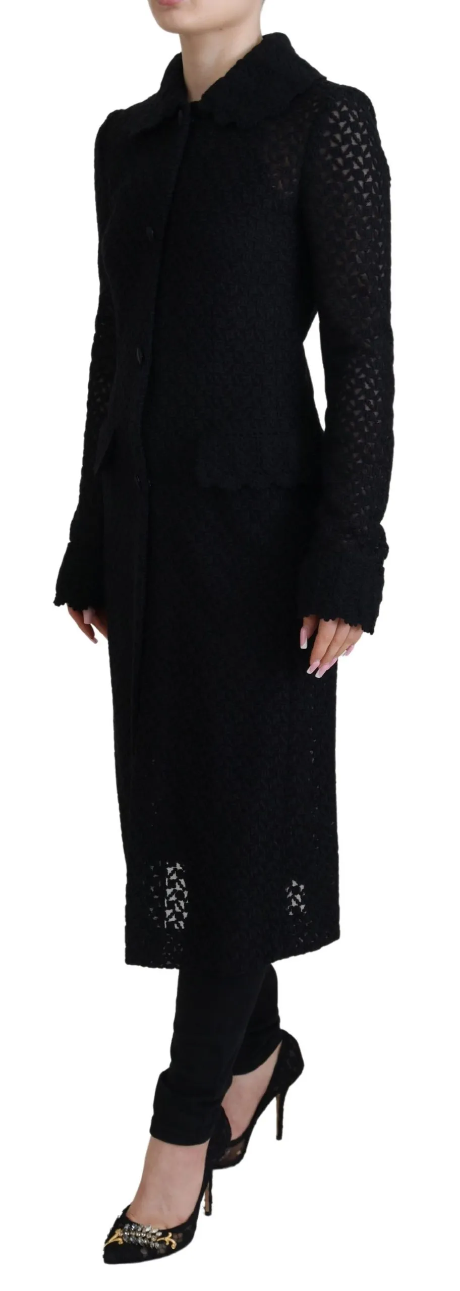 Dolce & Gabbana Women's Classic Button Down Knitted Long Jacket