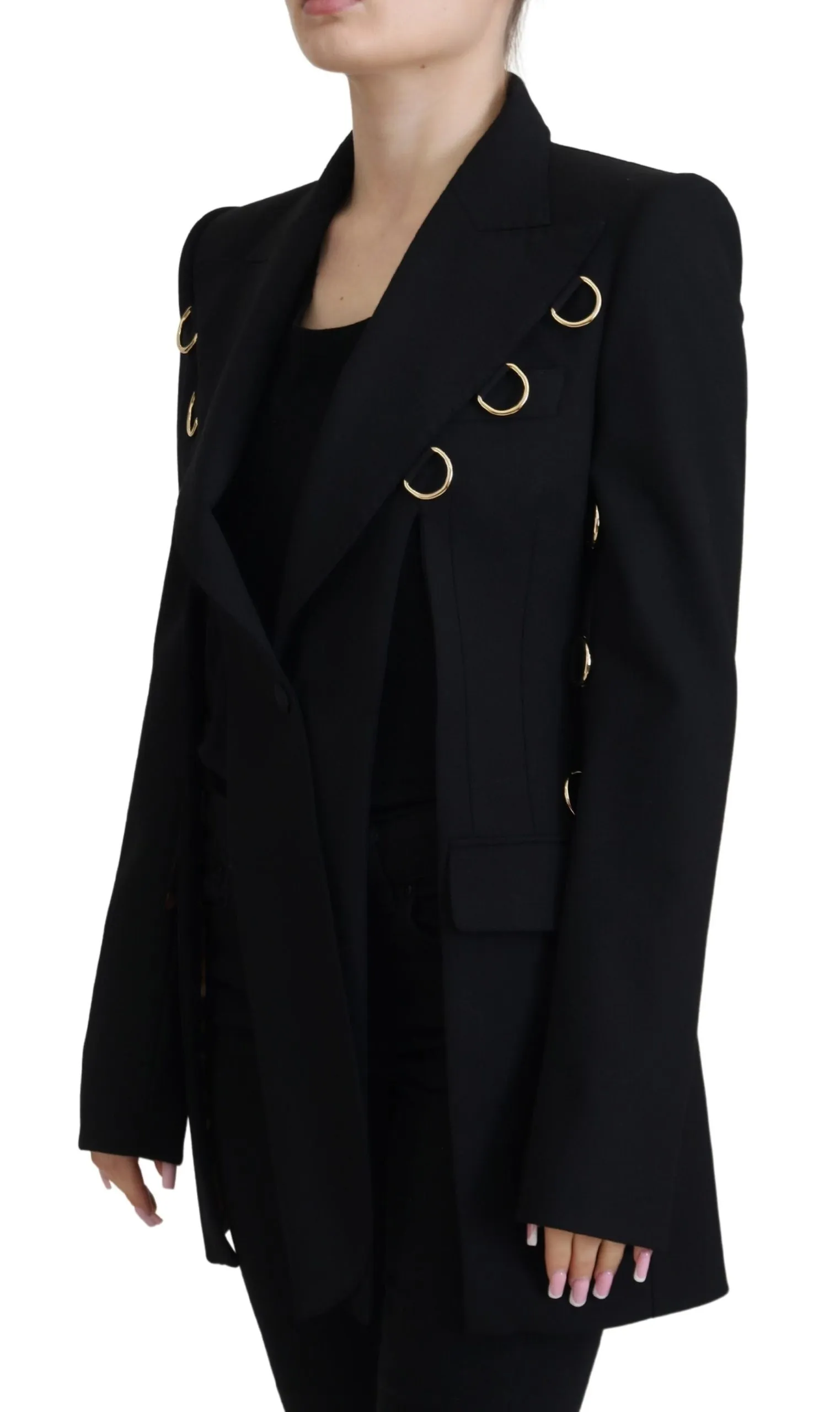 Dolce & Gabbana Women's Elegant Black Wool Blend Jacket with Embellishments