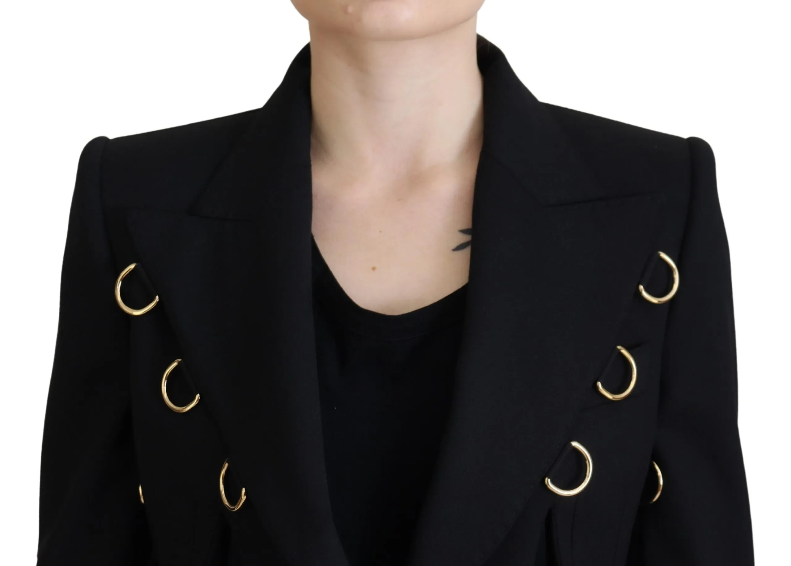 Dolce & Gabbana Women's Elegant Black Wool Blend Jacket with Embellishments