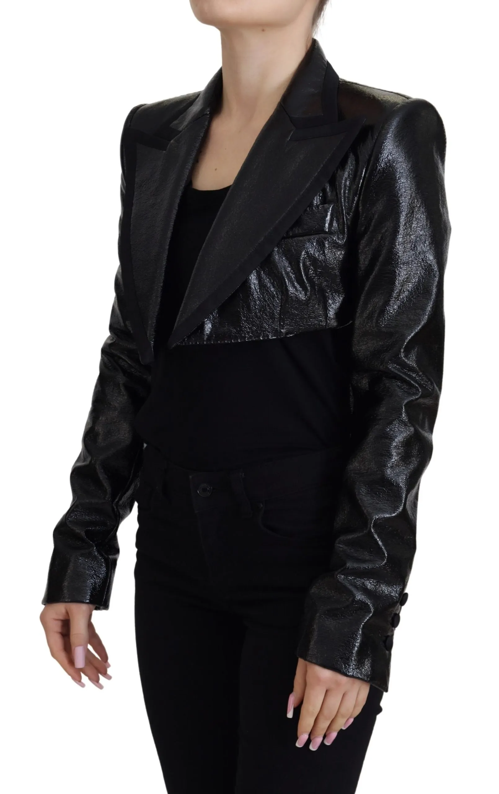 Dolce & Gabbana Women's Elegant Cropped Black Designer Jacket