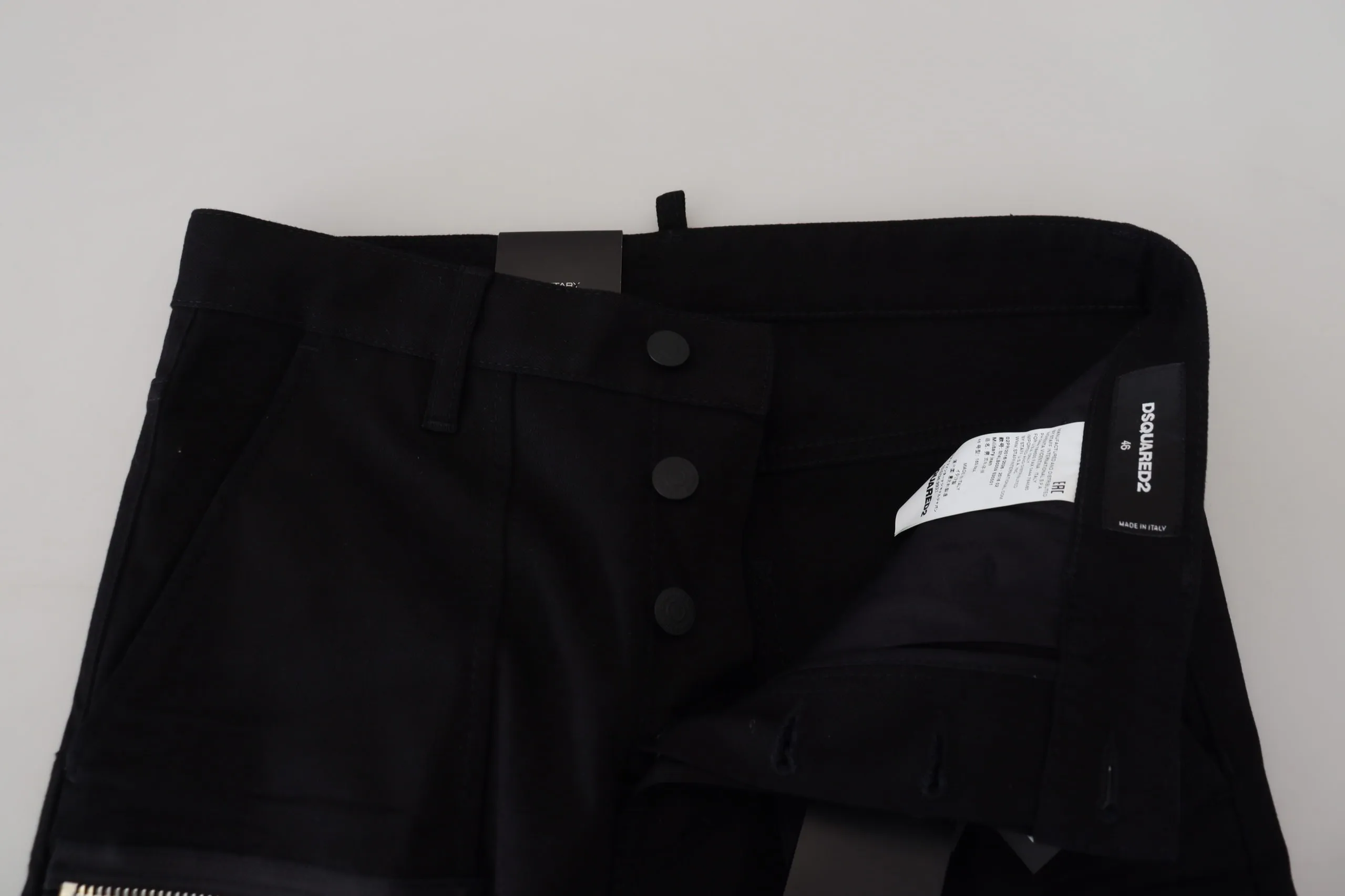 Dsquared² Men's Sleek Black Cotton Blend Pants