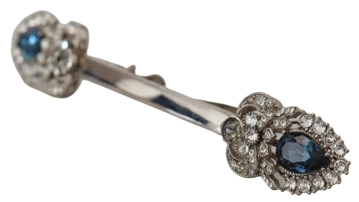 Dolce & Gabbana Men's Elegant Sterling Silver Glass Brooch
