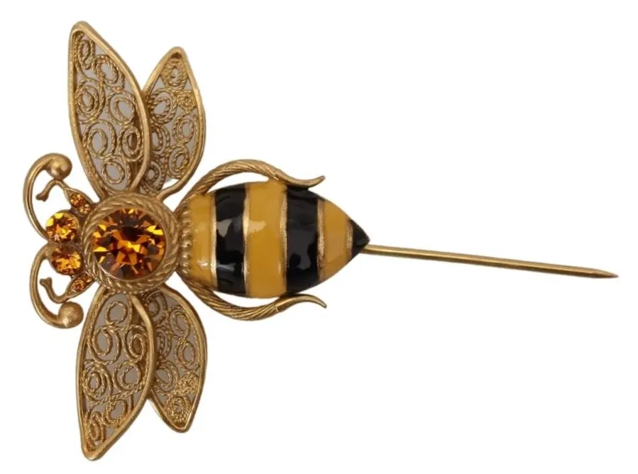 Dolce & Gabbana Men's Gold Plated Crystal Bee Brooch