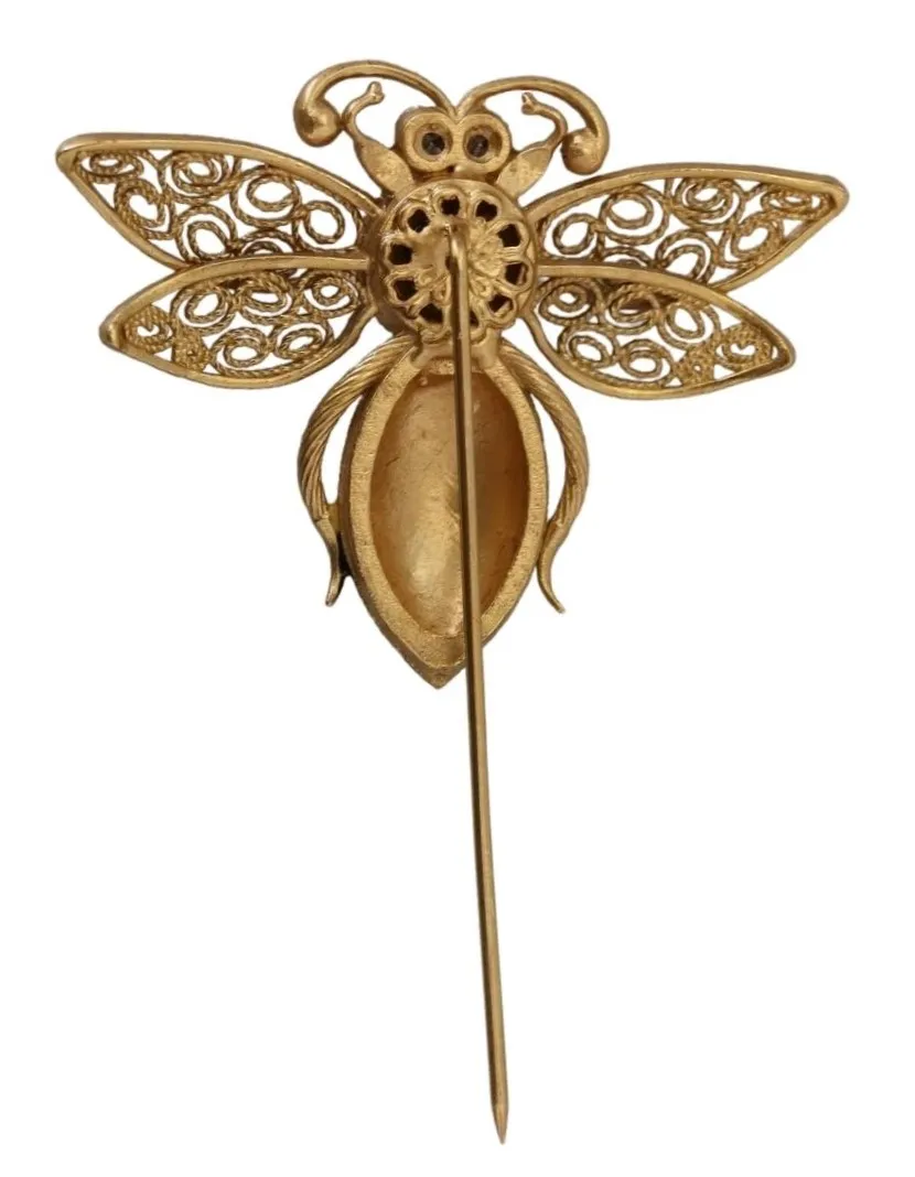 Dolce & Gabbana Men's Gold Plated Crystal Bee Brooch