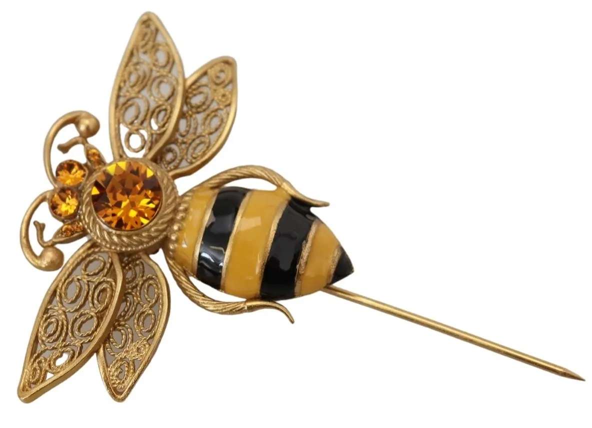 Dolce & Gabbana Men's Gold Plated Crystal Bee Brooch