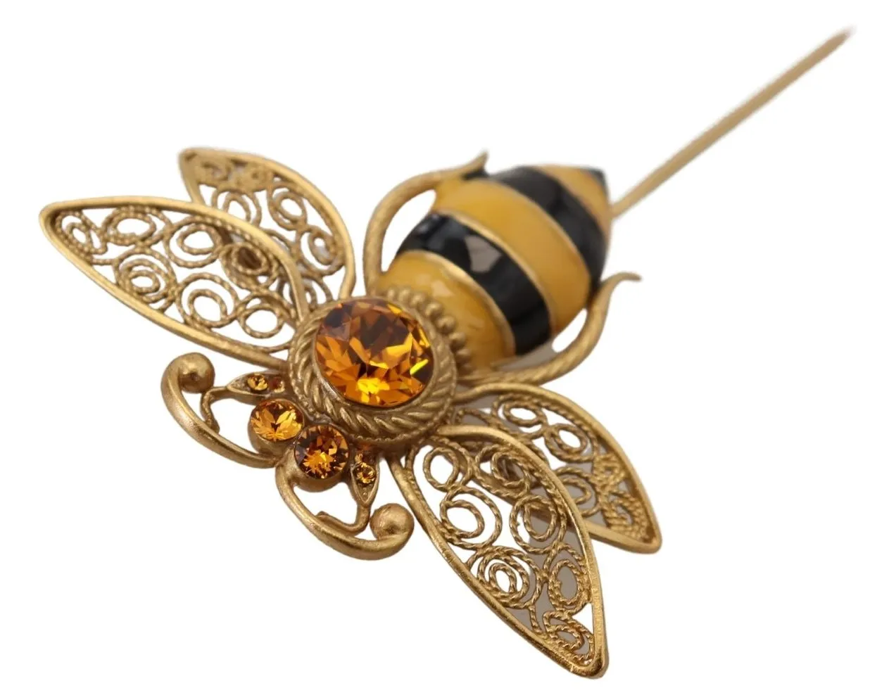 Dolce & Gabbana Men's Gold Plated Crystal Bee Brooch