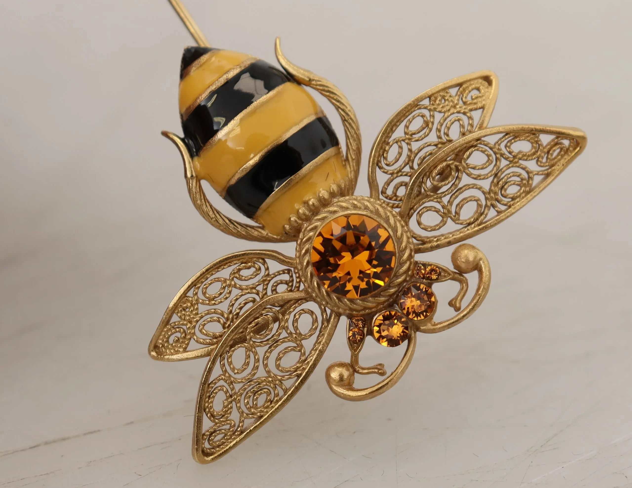 Dolce & Gabbana Men's Gold Plated Crystal Bee Brooch