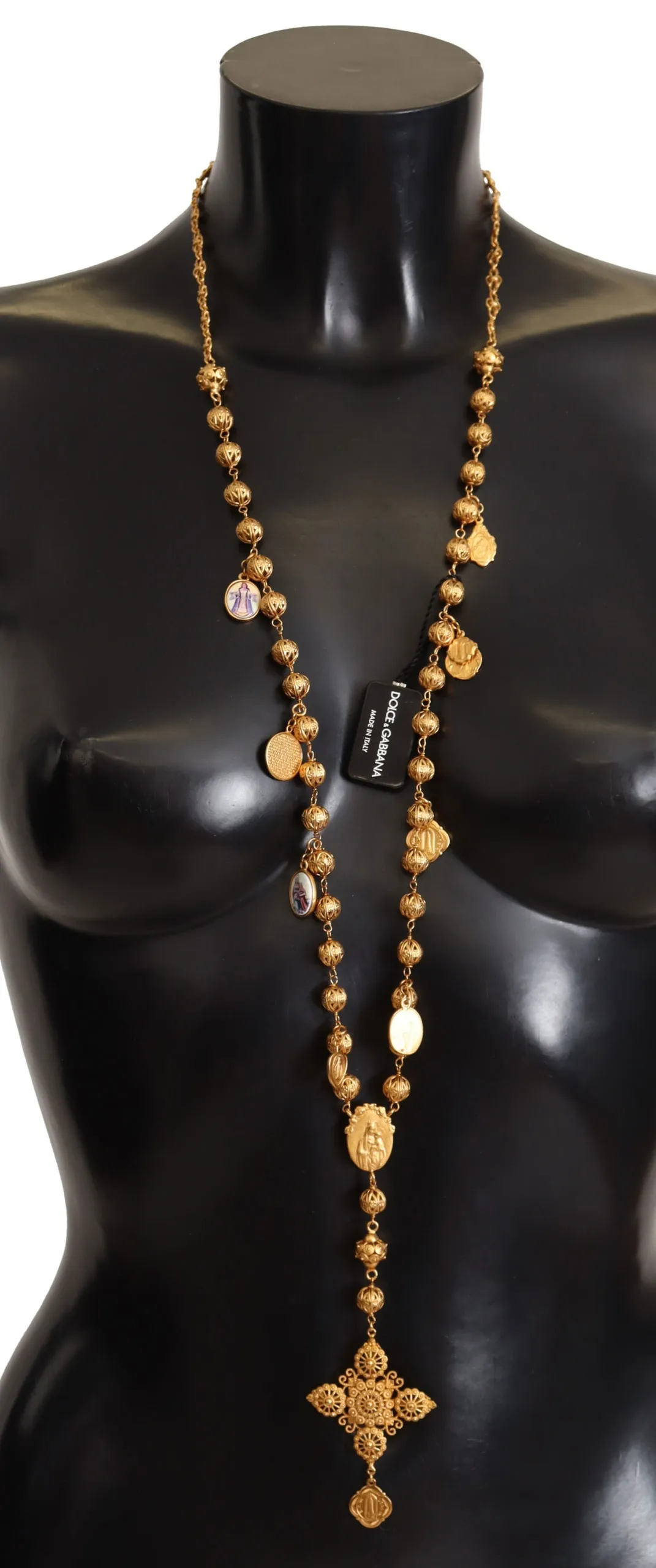 Dolce & Gabbana Women's Elegant Gold Tone Cross Charm Necklace