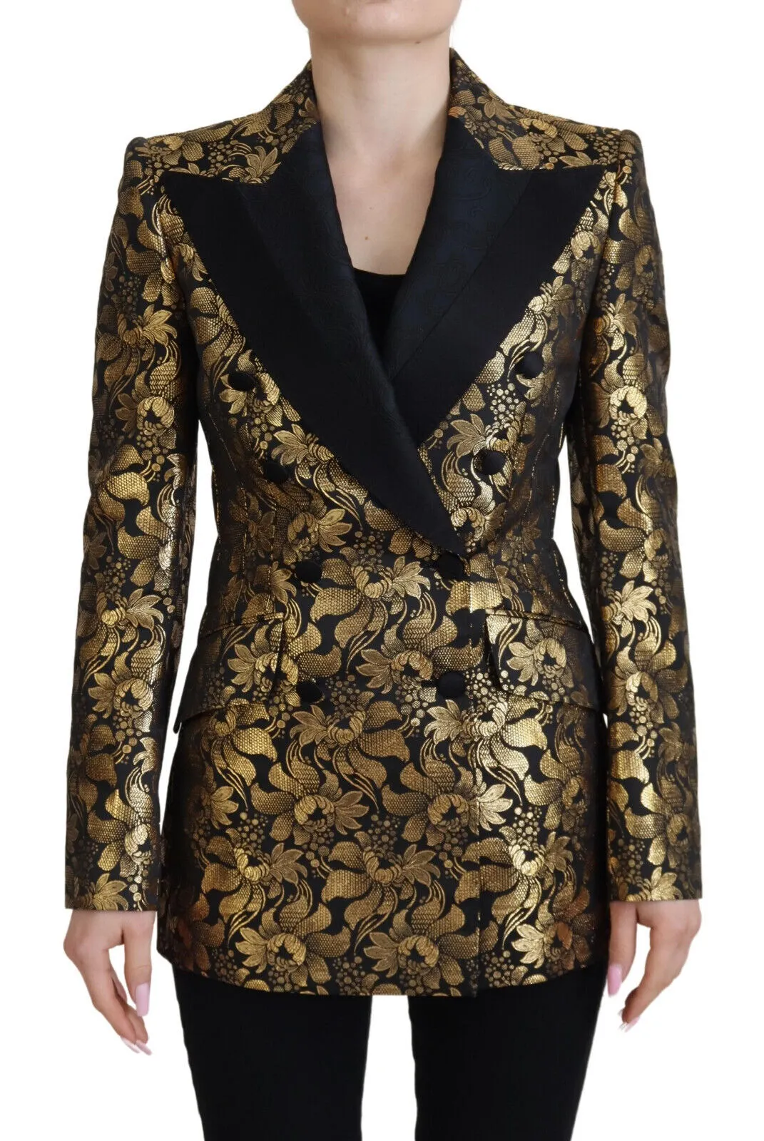 Dolce & Gabbana Women's Elegant Black and Gold Floral Jacket
