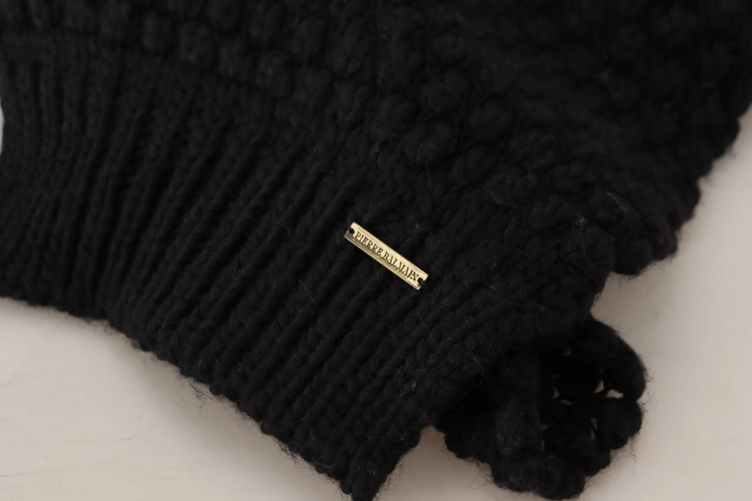 Balmain Women's Elegant Black Designer Scarf Wrap