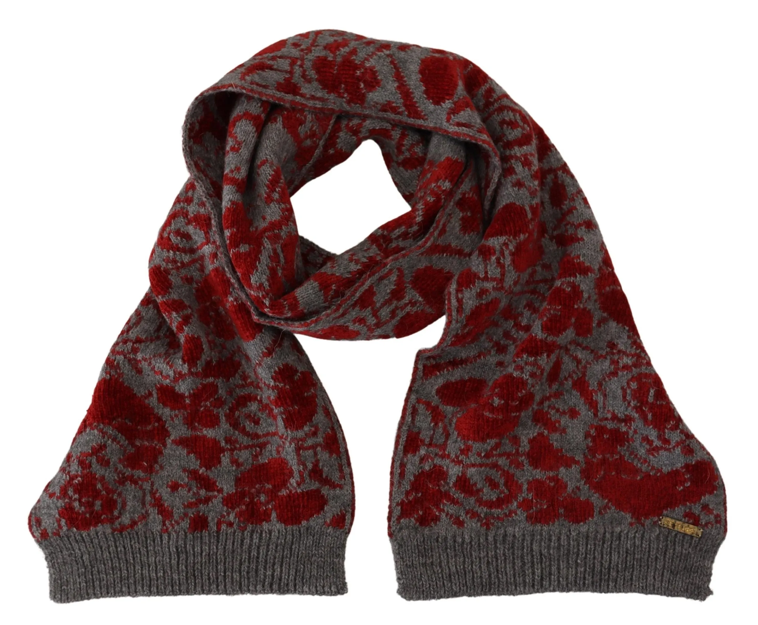 GF Ferre Women's Chic Red and Grey Cotton Wrap Scarf