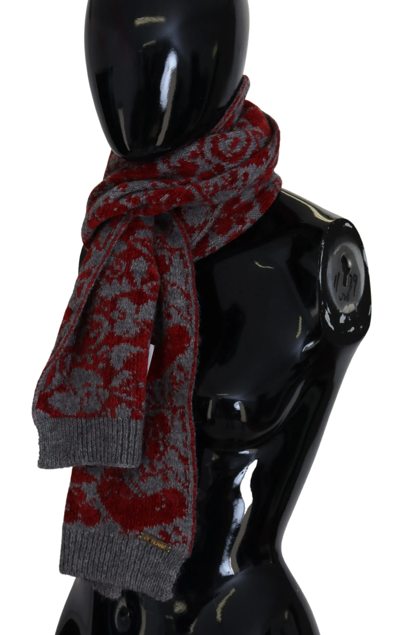 GF Ferre Women's Chic Red and Grey Cotton Wrap Scarf