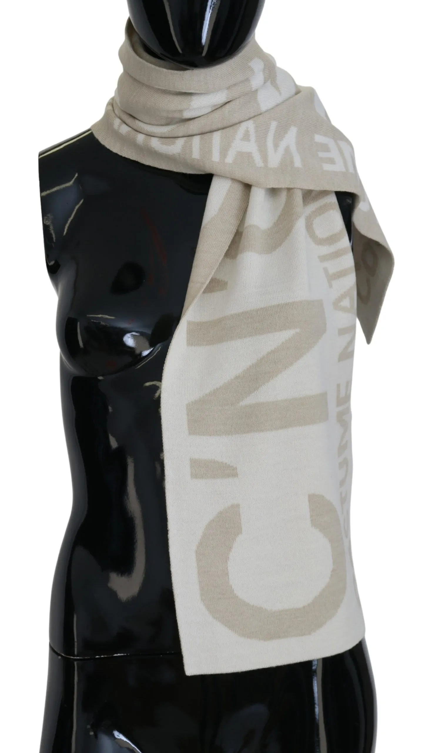 Costume National Women's Elegant Beige Wool-Blend Scarf Wrap