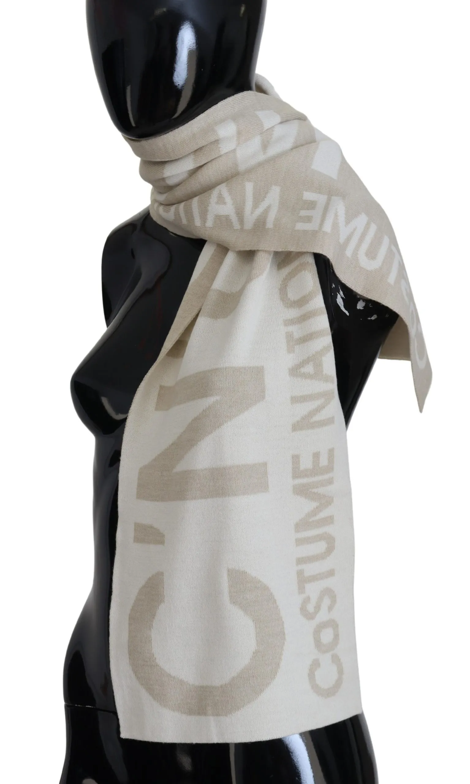 Costume National Women's Elegant Beige Wool-Blend Scarf Wrap