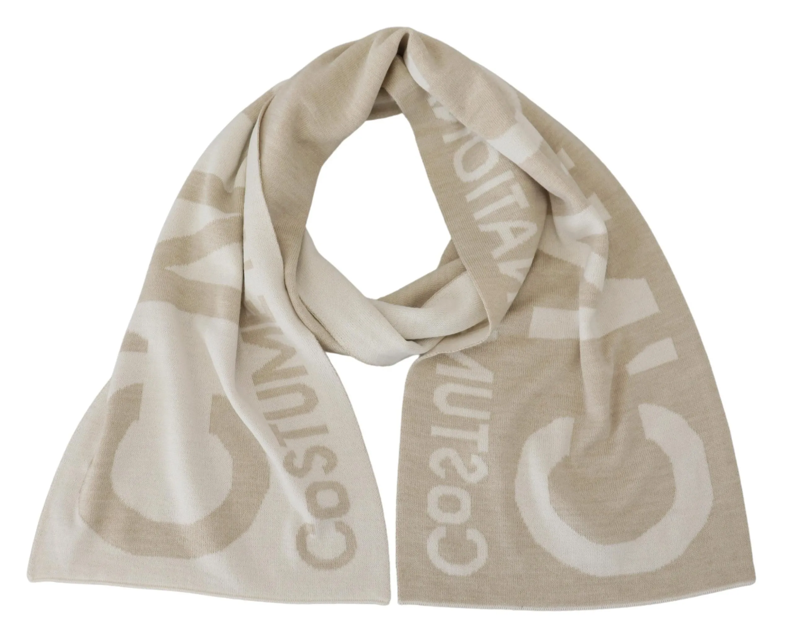 Costume National Women's Elegant Beige Wool-Blend Scarf Wrap