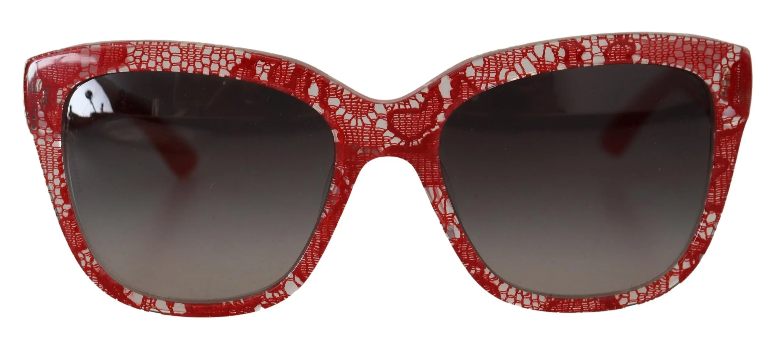 Dolce & Gabbana Women's Chic Red Lace-Inspired Designer Sunglasses