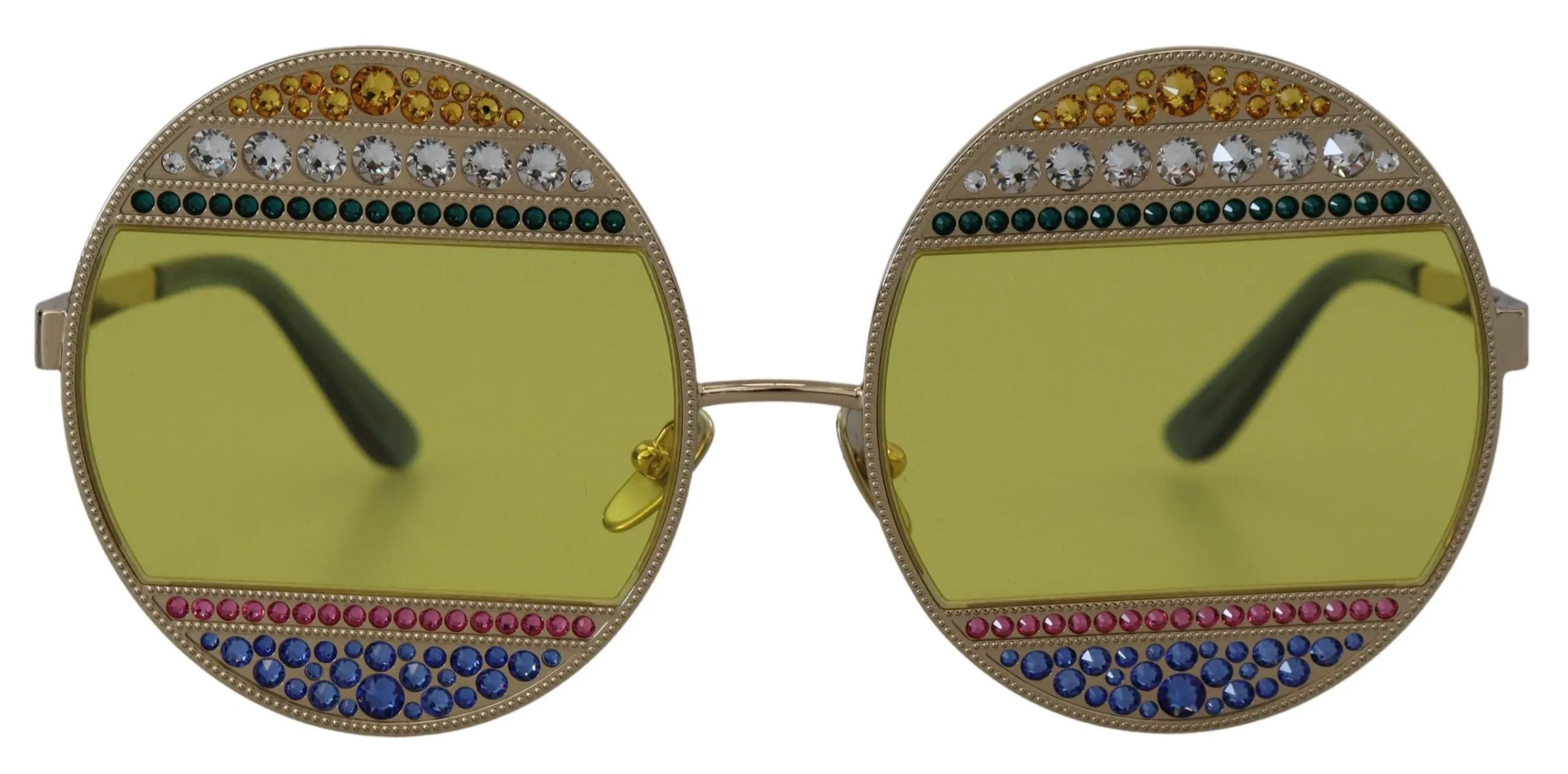 Dolce & Gabbana Women's Crystal Embellished Gold Oval Sunglasses