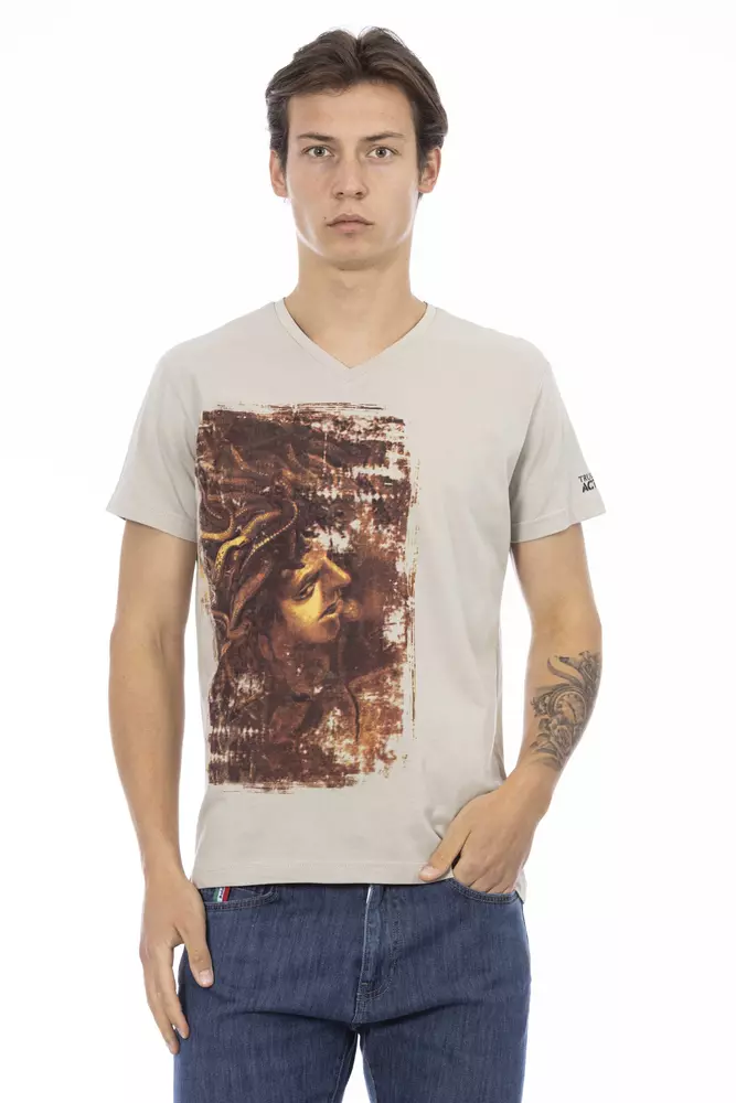 Trussardi Action Men's Beige Cotton Men's T-Shirt