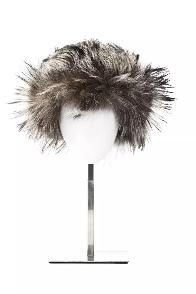 Billionaire Italian Couture Men's Elegant Gray Fox Fur Logo Hat