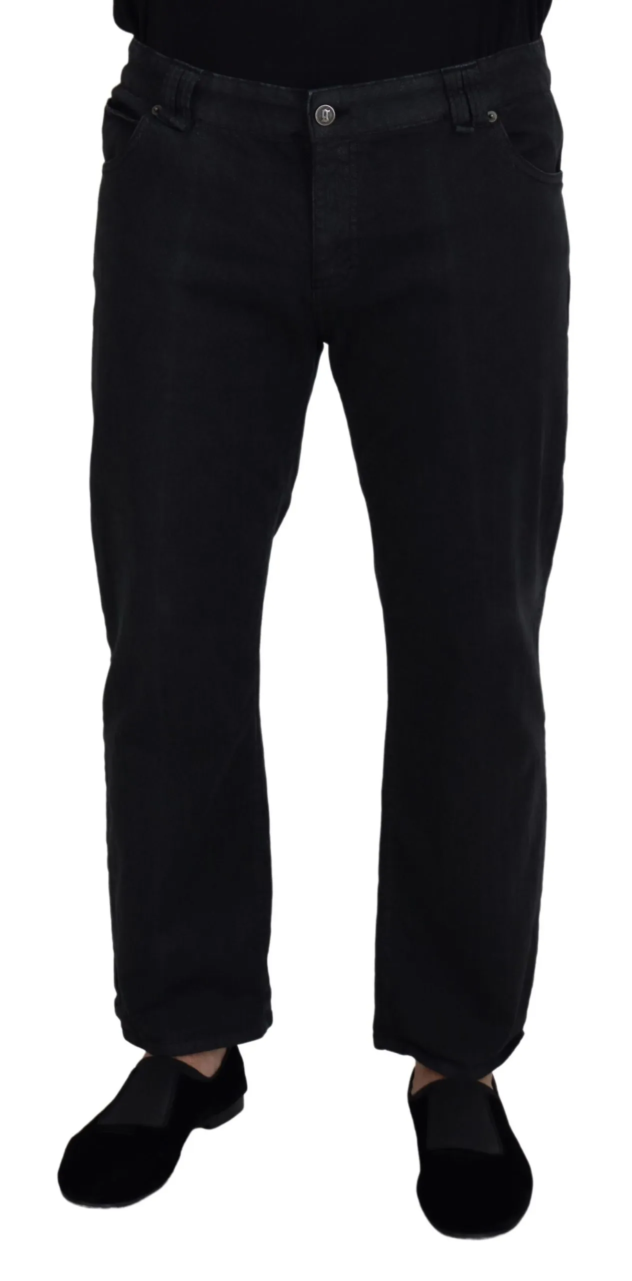 John Galliano Men's Elegant Black Mainline Cotton Jeans
