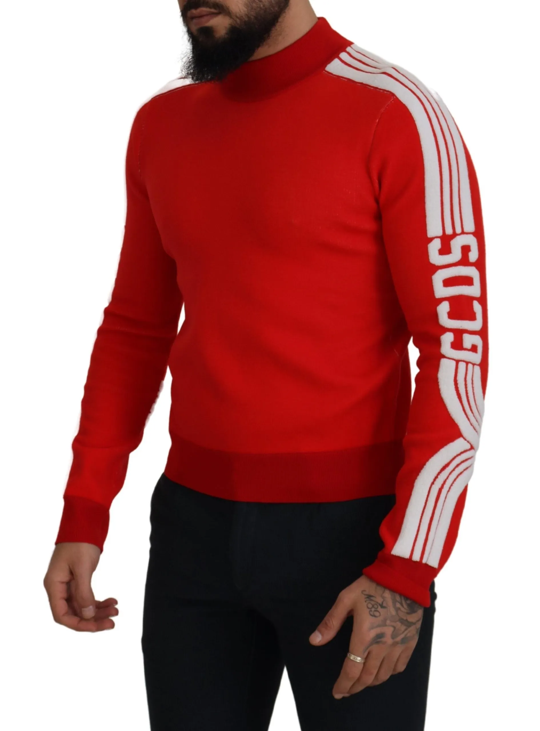 GCDS Men's Elegant Red Pullover Sweater for Men