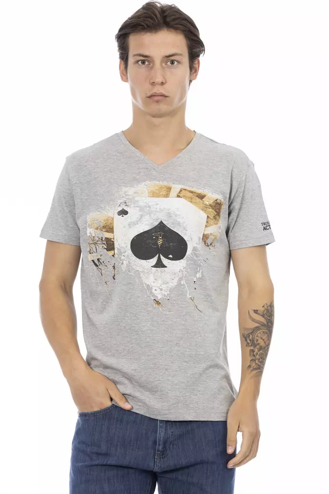 Trussardi Action Gray Cotton Men T-Shirt