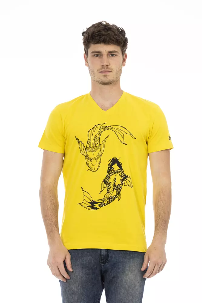 Trussardi Action Yellow Cotton Men T-Shirt
