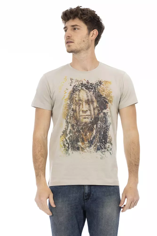 Trussardi Action Beige Cotton Men T-Shirt