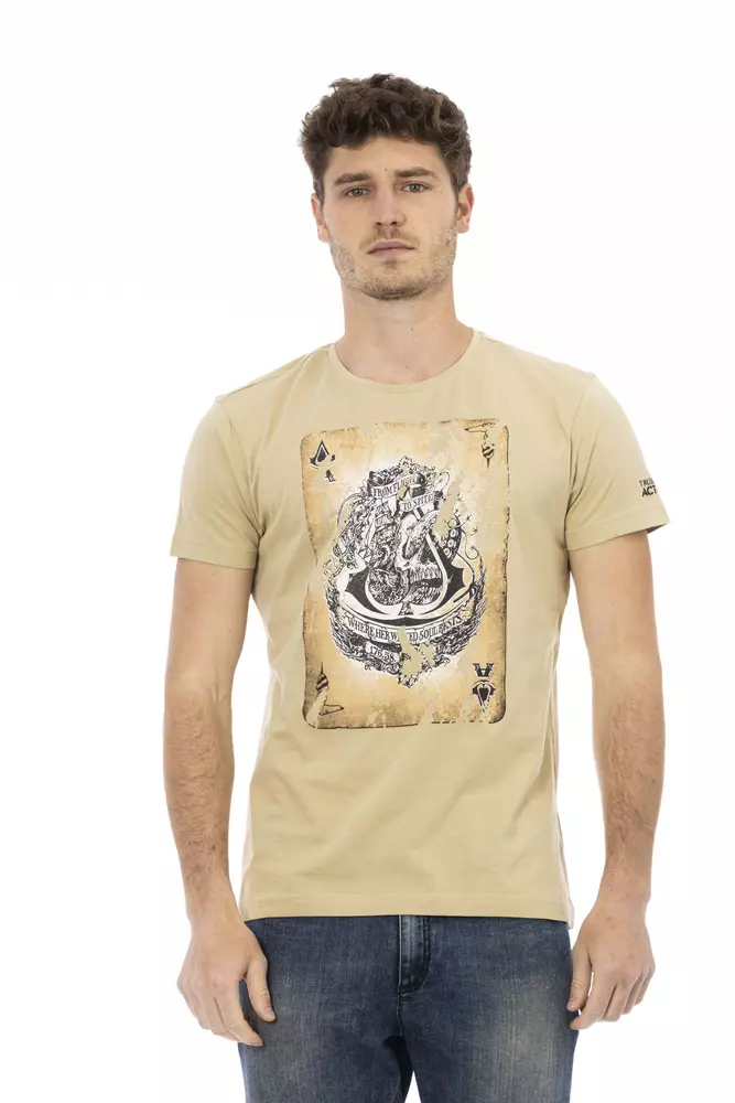 Trussardi Action Beige Cotton Men T-Shirt