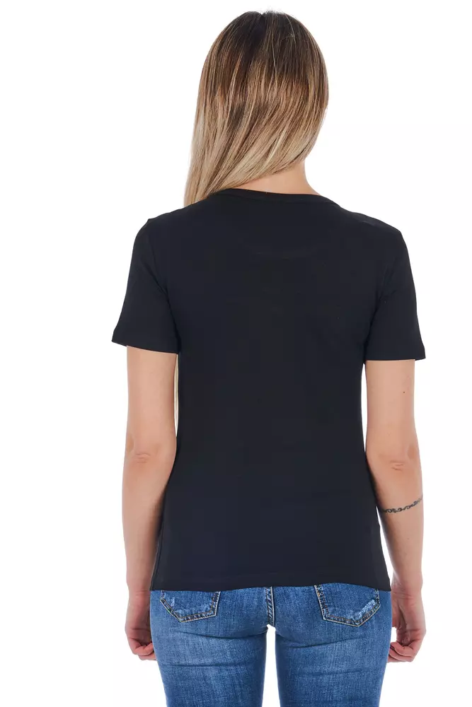 Frankie Morello Black Cotton Women T-Shirt