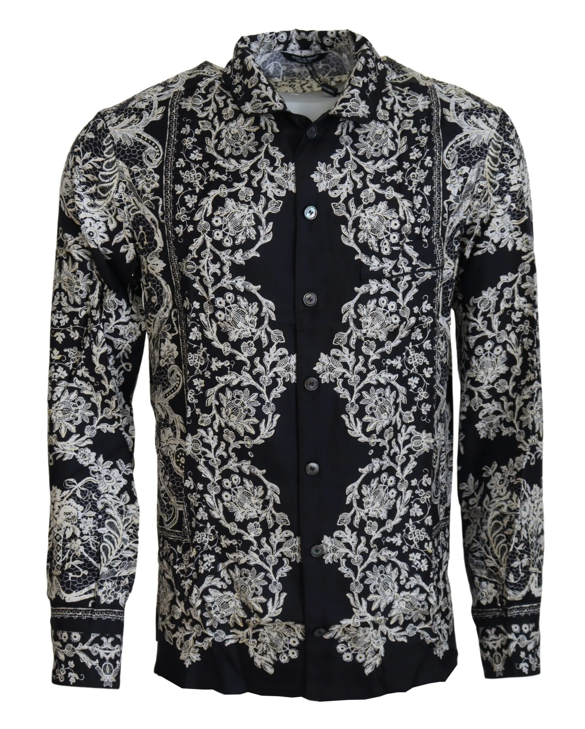 Dolce & Gabbana Men's Elegant Satin Floral Baroque Shirt