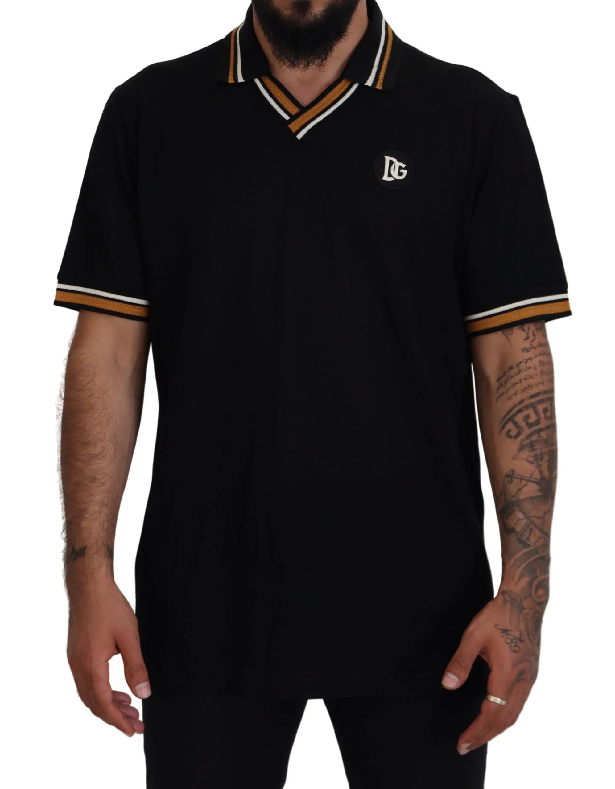 Dolce & Gabbana Men's Elegant Black Silk Polo T-Shirt