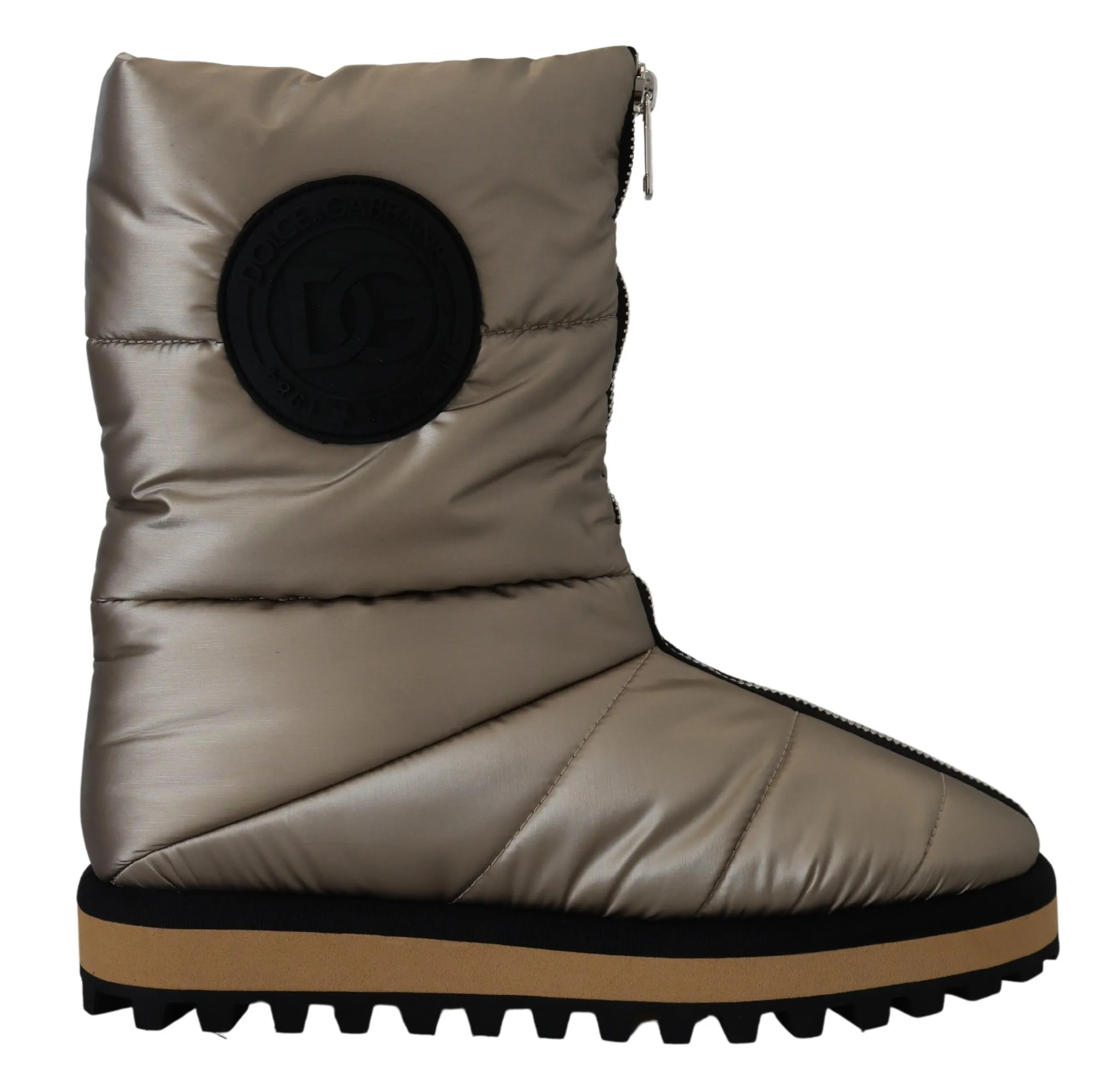 Dolce & Gabbana Men's Silver Platino Mid Calf Designer Boots