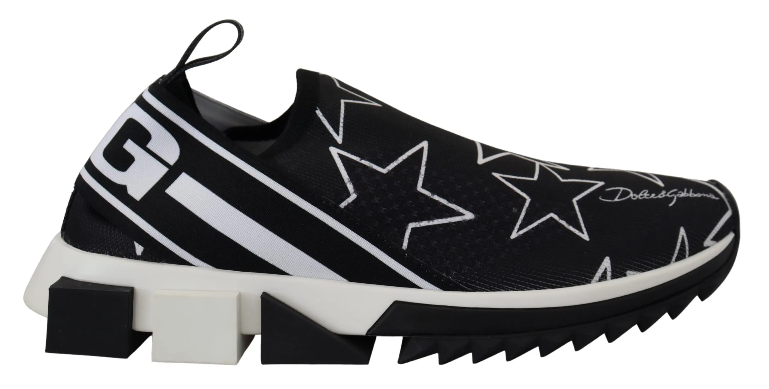 Dolce & Gabbana Men's Star-Studded Sorrento Sneakers in White & Black