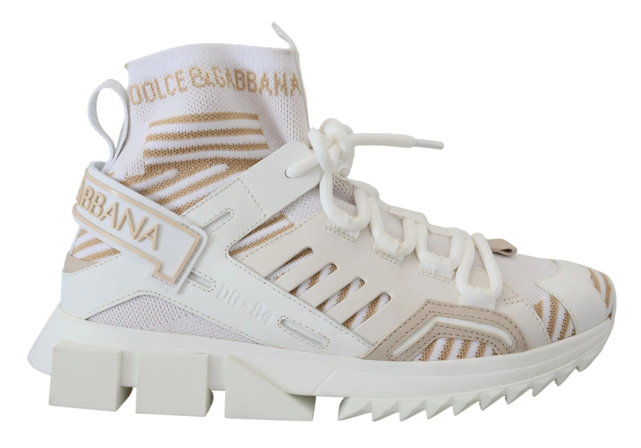 Dolce & Gabbana Men's Elegant White Beige SORRENTO Sneakers
