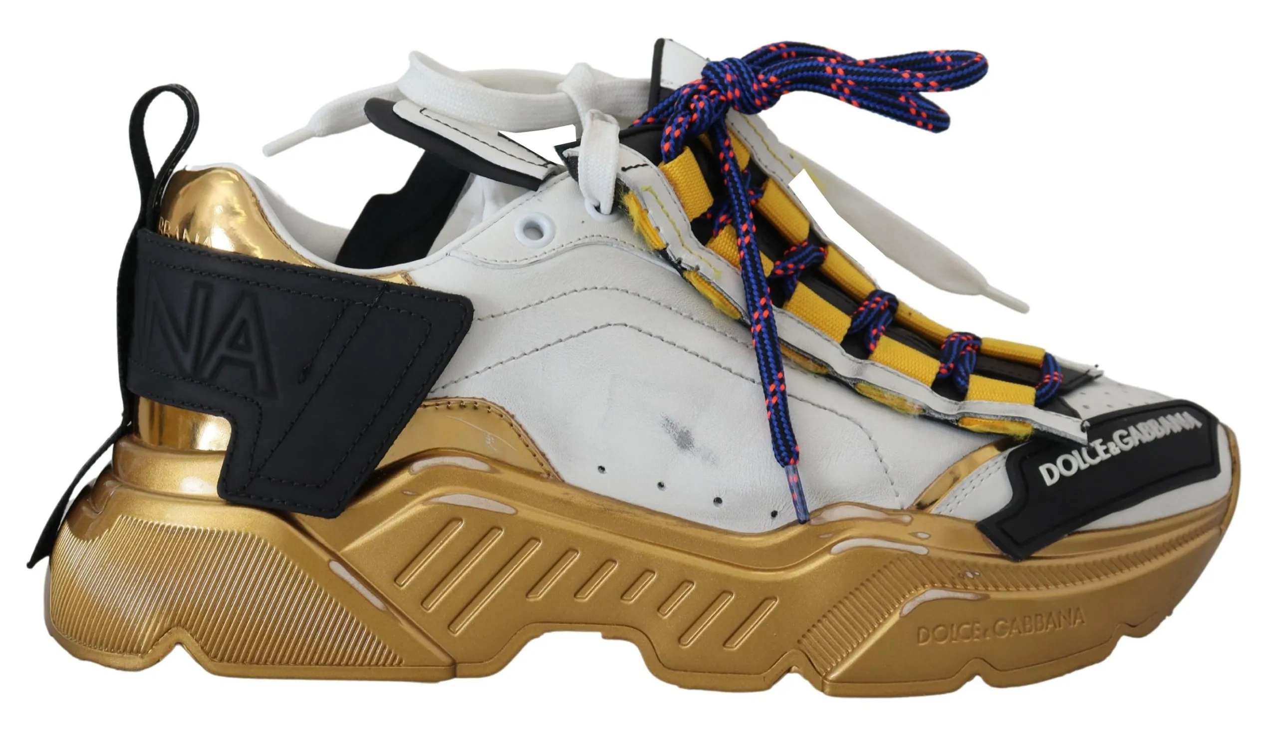Dolce & Gabbana Men's Sleek Daymaster Casual Sneakers in Black & Yellow