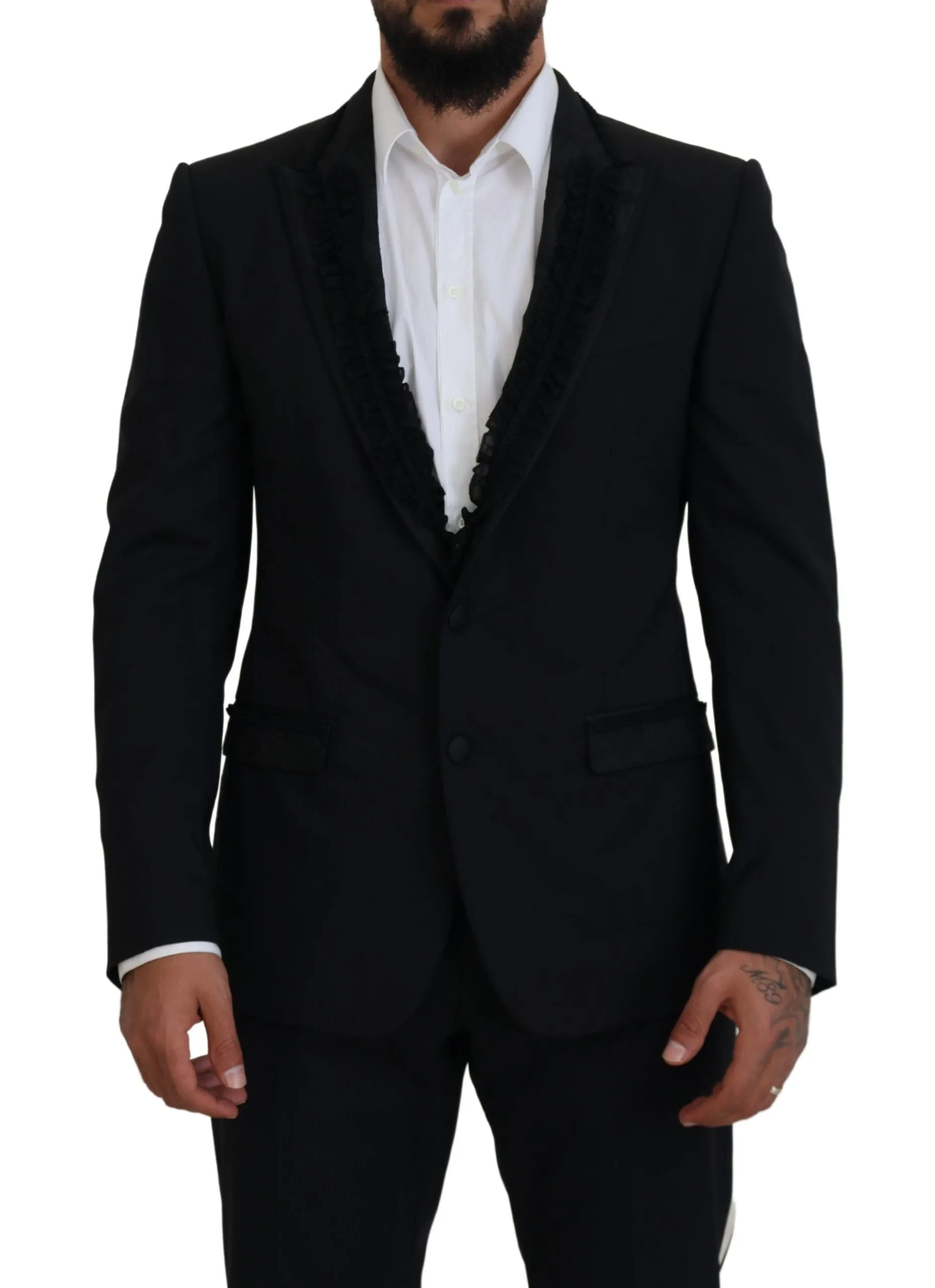 Dolce & Gabbana Men's Elegant Black Silk-Lined Evening Blazer