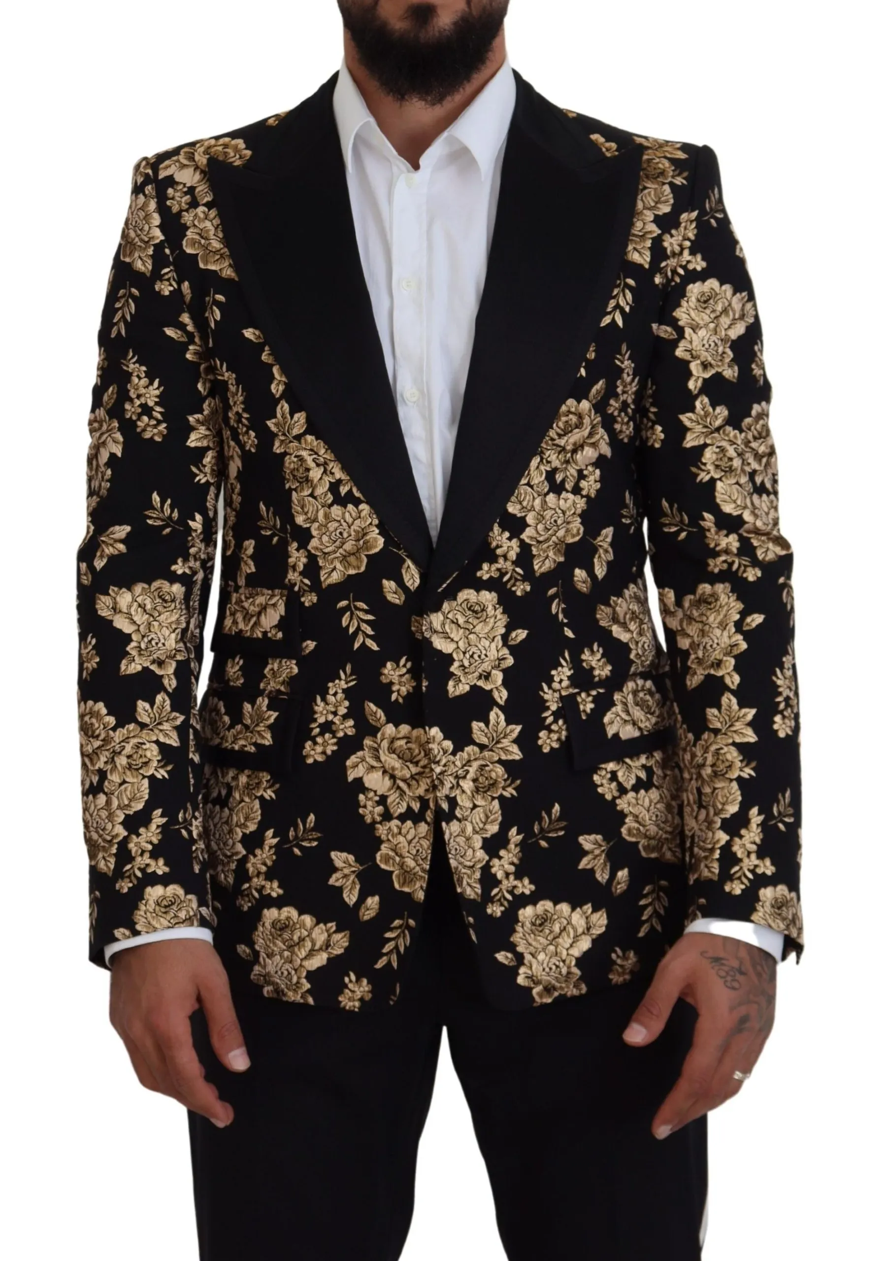 Dolce & Gabbana Men's Floral Embroidered Evening Blazer