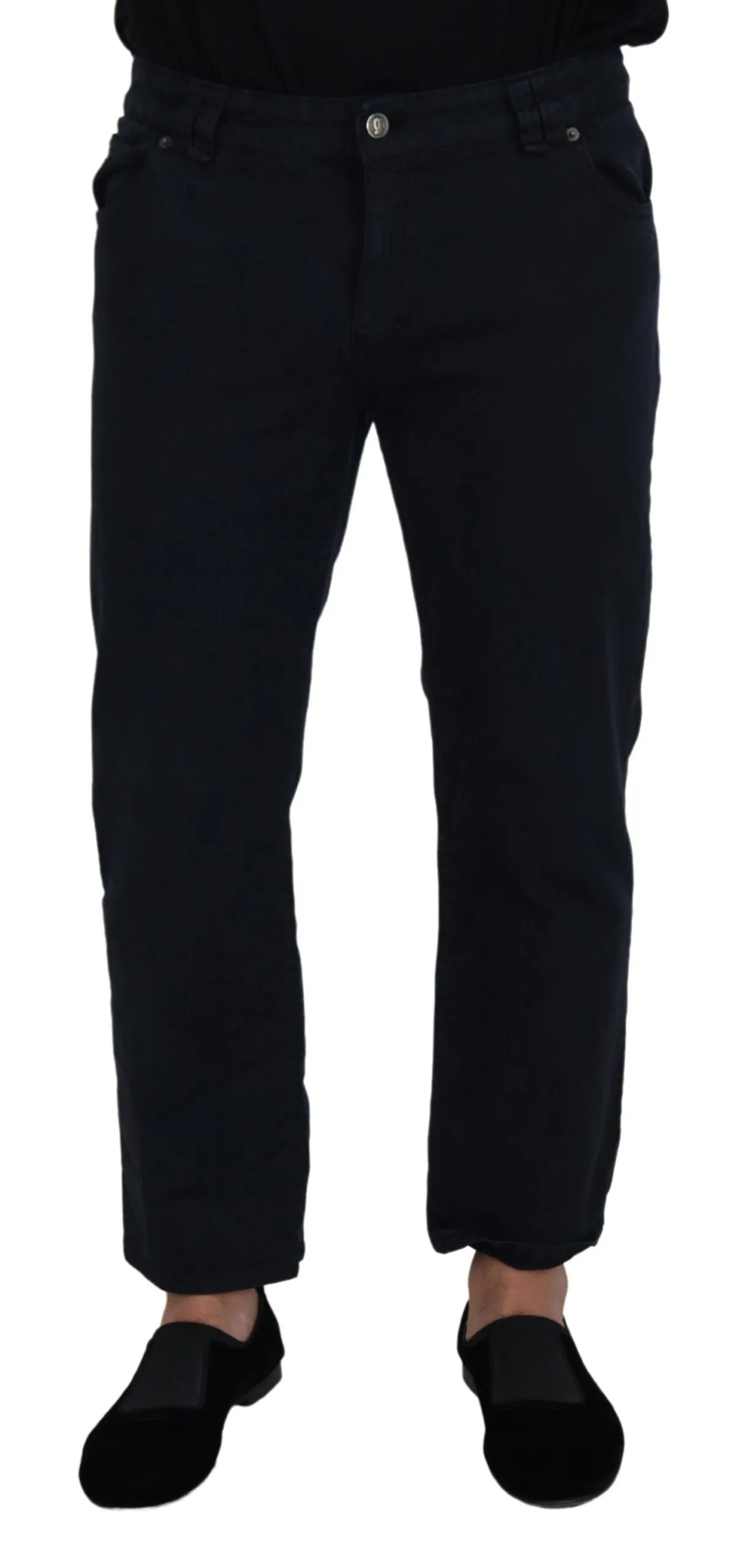 John Galliano Men's Elegant Black Cotton Designer Jeans