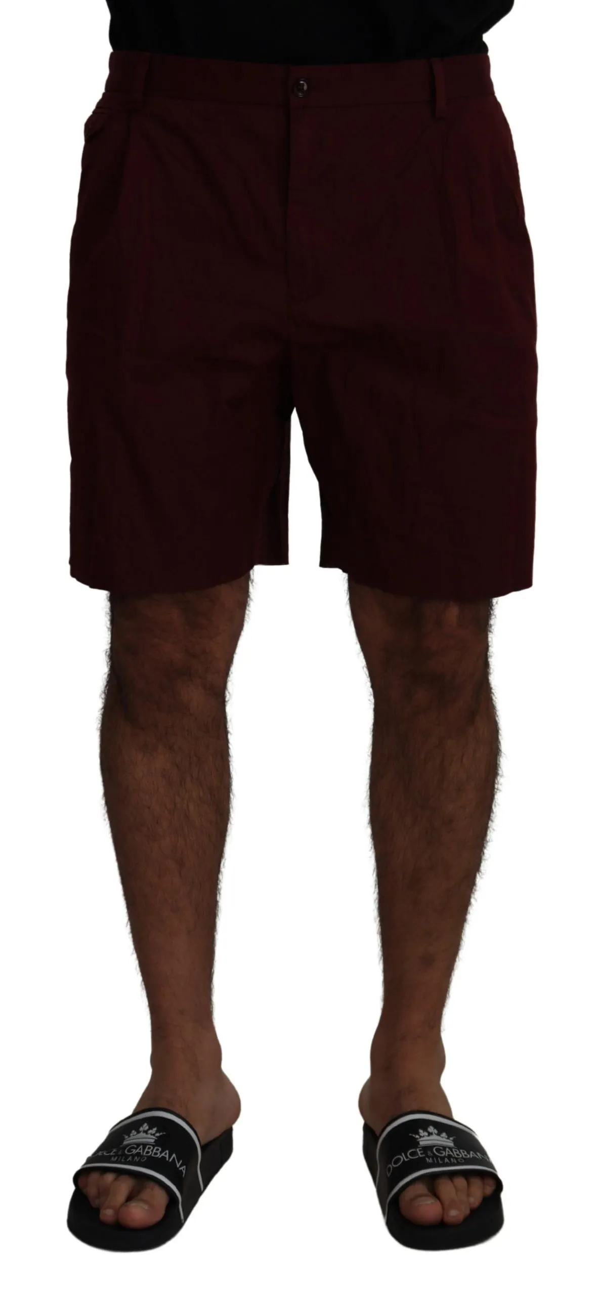 Dolce & Gabbana Men's Elegant Maroon Cotton Blend Shorts