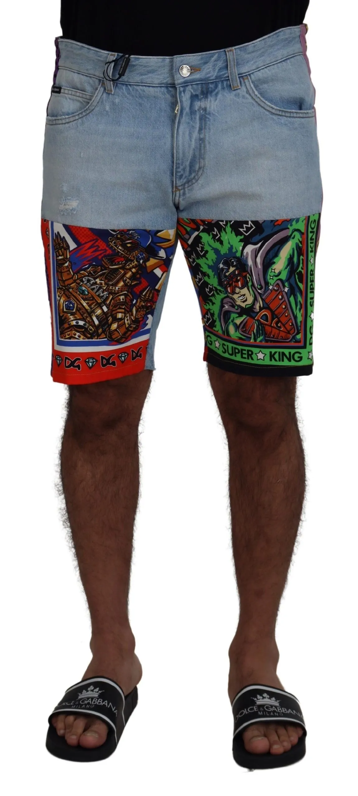 Dolce & Gabbana Men's Multicolor Cotton Designer Shorts for Men